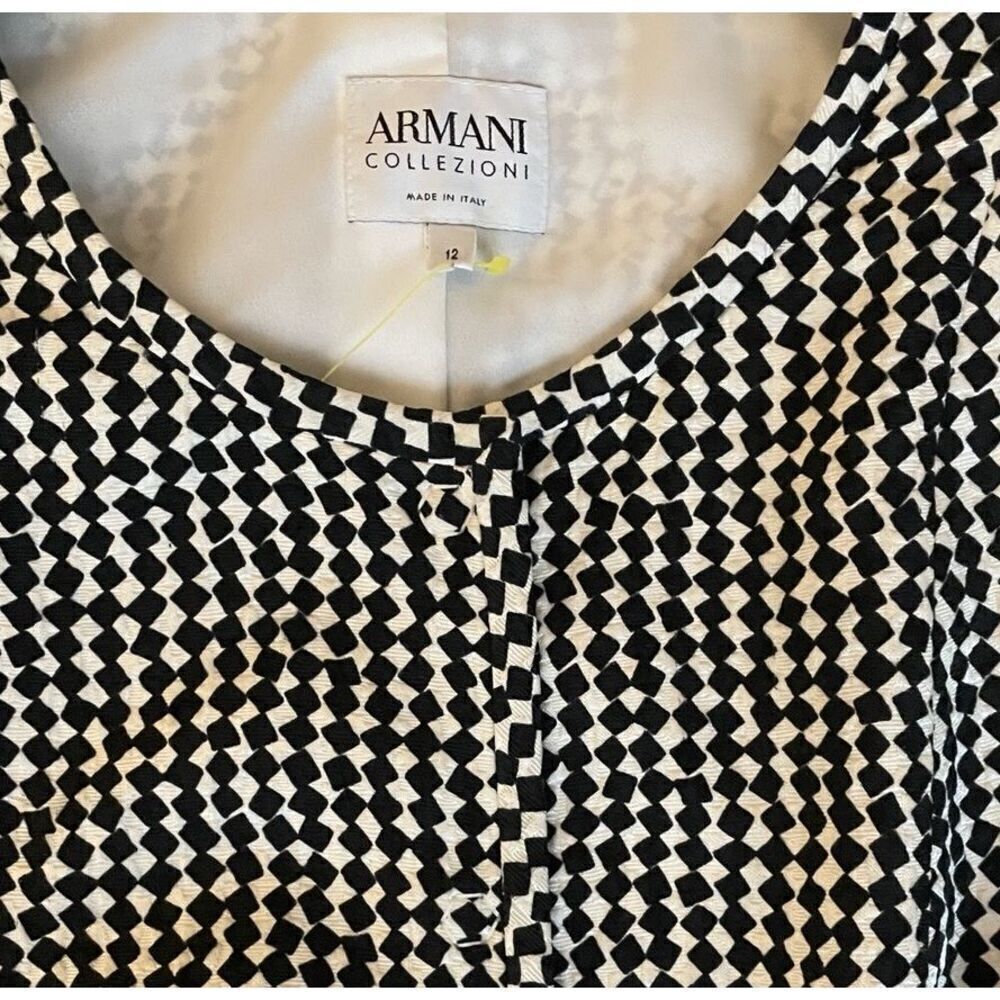 ARMANI COLLEZIONI Le Giorgio $895 Italy Geo Print Cotton Silk Jacket Top Size 12 - Picture 2 of 5
